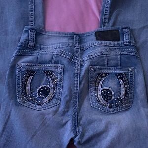 Blue Women's Jeans with Embellished Pockets